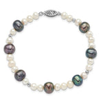 Load image into Gallery viewer, 7.5" Length Bracelet 14K White Gold FW Cultured Peacock Pearl W/ Mirror Bead Bracelet