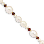 Load image into Gallery viewer, 7.25" Length Bracelet 14K Yellow Gold Fresh Water Cultured Pearl and Faceted Garnet Bead Bracelet