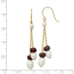 Load image into Gallery viewer, 14K Fresh Water Cultured Pearl and Garnet Double Chain Drop Earrings