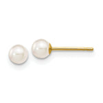 Load image into Gallery viewer, 14K Yellow Gold 3-4mm Round White Saltwater Akoya Cultured Pearl Post Earrings