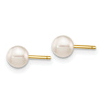 Load image into Gallery viewer, 14K Yellow Gold 4-5mm Round White Saltwater Akoya Cultured Pearl Post Earrings
