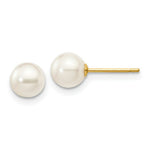 Load image into Gallery viewer, 14K Yellow Gold 5-6mm Round White Saltwater Akoya Cultured Pearl Post Earrings