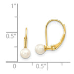 Load image into Gallery viewer, 14K Yellow Gold 4-5mm White Freshwater Cultured Pearl Leverback Earrings