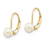 Load image into Gallery viewer, 14K Yellow Gold 5-6mm White Freshwater Cultured Pearl Leverback Earrings