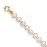 Load image into Gallery viewer, 14K Yellow Gold 3-4mm Egg Pink Freshwater Cultured Pearl Girls Bracelet length: 4 inches