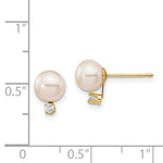 Load image into Gallery viewer, 14K Yellow Gold 6-7mm Round White Freshwater Cultured Pearl Diamond Post Earrings 1/15-Carat tw