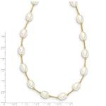Load image into Gallery viewer, 14K Yellow Gold Bead and 7-8mm White Freshwater Cultured Pearl Necklace length: 18 inches