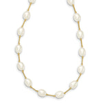 Load image into Gallery viewer, 14K Yellow Gold Bead and 7-8mm White Freshwater Cultured Pearl Necklace length: 18 inches