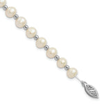 Load image into Gallery viewer, 14k White Gold Bead and 6-7mm White Freshwater Cultured Pearl Bracelet length: 7 inches