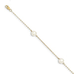 Load image into Gallery viewer, 14K Yellow Gold 7-8mm White Freshwater Cultured Pearl 3-Station Bracelet length: 7.25 inches