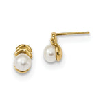 Load image into Gallery viewer, 14K Yellow Gold 4-5mm White Button Freshwater Cultured Pearl Post Dangle Earrings
