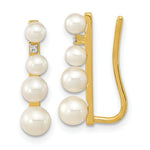 Load image into Gallery viewer, 14K Yellow Gold Freshwater Cultured Pearl & Diamond Ear Climber Earring