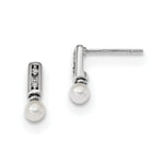 Load image into Gallery viewer, 14K White Gold w/ Freshwater Cultured Pearl & Diamond Post Dangle Earrings
