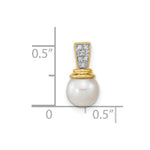 Load image into Gallery viewer, 14k Yellow Gold Diamond & Freshwater Cultured Pearl Polished Pendant