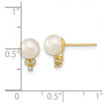 Load image into Gallery viewer, 14K Yellow Gold 6-7mm White Round Freshwater Cultured Pearl .06-Carat tw Diamond Earrings