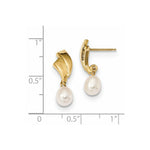 Load image into Gallery viewer, 14K Yellow Gold 5-6mm White Rice Freshwater Cultured Pearl Post Dangle Earrings