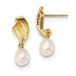Load image into Gallery viewer, 14K Yellow Gold 5-6mm White Rice Freshwater Cultured Pearl Post Dangle Earrings