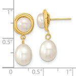 Load image into Gallery viewer, 14k Yellow Gold 5-7mm White Rice Freshwater Cultured Pearl Post Earrings