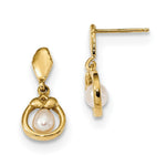 Load image into Gallery viewer, 14k Yellow Gold 3-4mm White Freshwater Cultured Pearl Post Dangle Earrings
