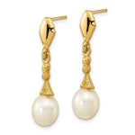 Load image into Gallery viewer, 14k Yellow Gold 5-6mm White Rice Freshwater Cultured Pearl Post Dangle Earrings