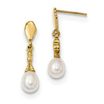 Load image into Gallery viewer, 14k Yellow Gold 5-6mm White Rice Freshwater Cultured Pearl Post Dangle Earrings