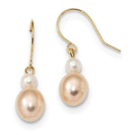 Load image into Gallery viewer, 14K Yellow Gold 7-8mm White/Pink Round/Rice Freshwater Cultured Pearl Dangle Earrings