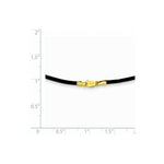 Load image into Gallery viewer, 14K Yellow Gold Clasp and End tabs 2mm 16 inches Black Leather Cord Necklace