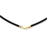 Load image into Gallery viewer, 14K Yellow Gold Clasp and End tabs 2mm 18 inches with Yellow Clasp Black Rubber Cord Necklace