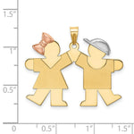 Load image into Gallery viewer, 14K Tri-Color Gold Large Girl on Left & Boy on Right Engravable Charm