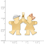 Load image into Gallery viewer, 14K Tri-Color Gold Large Boy on Left & Girl on Right Engravable Charm