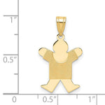 Load image into Gallery viewer, 14K Yellow Gold Solid Satin Engravable Boy Jumping Charm Pendant