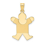 Load image into Gallery viewer, 14K Yellow Gold Solid Satin Engravable Boy Jumping Charm Pendant