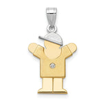 Load image into Gallery viewer, 14K Two-tone Gold 0.015-Carat Diamond Boy with Hat Kid Pendant