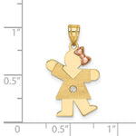 Load image into Gallery viewer, 14K Two-tone Gold 0.015-Carat Diamond Girl Rose Gold Bow Kid Pendant