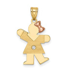 Load image into Gallery viewer, 14K Two-tone Gold 0.015-Carat Diamond Girl Rose Gold Bow Kid Pendant
