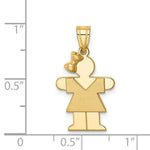 Load image into Gallery viewer, 14K Yellow Gold Solid Engravable Girl w/ Bow on Left Charm 30mm length