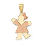 Load image into Gallery viewer, 14K Two-tone Gold Small Girl w/ Bow on Right Engravable Charm