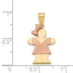 Load image into Gallery viewer, 14K Two-tone Gold Small Girl w/ Bow on Left Engravable Charm