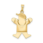 Load image into Gallery viewer, 14K Yellow Gold Puffed Boy w/Hat on Right Engravable Charm