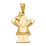 Load image into Gallery viewer, 14K Yellow Gold Puffed Girl w/Bow on Left Engravable Charm