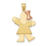 Load image into Gallery viewer, 14K Two-tone Gold Large Girl w/Bow on Right Engravable Charm