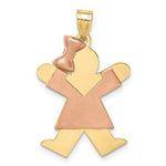 Load image into Gallery viewer, 14K Two-tone Gold Large Girl w/Bow on Left Engravable Charm