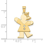 Load image into Gallery viewer, 14K Yellow Gold 0.03-Carat tw Diamond Girl with Bow Kid Pendant Pendant