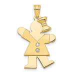 Load image into Gallery viewer, 14K Yellow Gold 0.03-Carat tw Diamond Girl with Bow Kid Pendant Pendant