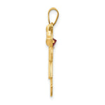 Load image into Gallery viewer, 14K Yellow Gold Girl with CZ January Birthstone Engravable Charm Pendant