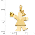 Load image into Gallery viewer, 14K Yellow Gold Girl with CZ November Birthstone Engravable Charm Pendant