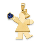 Load image into Gallery viewer, 14K Yellow Gold Girl with CZ September Birthstone Engravable Charm Pendant