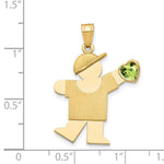 Load image into Gallery viewer, 14K Yellow Gold Boy with CZ August Birthstone Engravable Charm Pendant