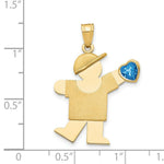 Load image into Gallery viewer, 14K Yellow Gold Boy with CZ December Birthstone Engravable Charm Pendant