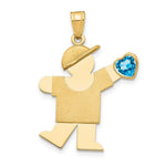 Load image into Gallery viewer, 14K Yellow Gold Boy with CZ December Birthstone Engravable Charm Pendant